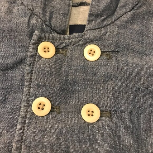 baby gap denim chambray hoodie bear jacket - Picture 2 of 7